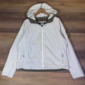 Columbia Hooded Windbreaker Jacket Women's XL Beige Outdoors Gorpcore